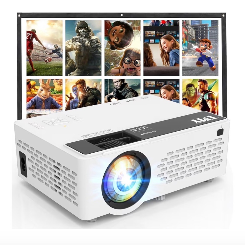 TMY | White Projector & Portable Screen | BLUETOOH